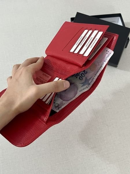 Derkon Medıo Model Kırmızı Kadın Cüzdanı
