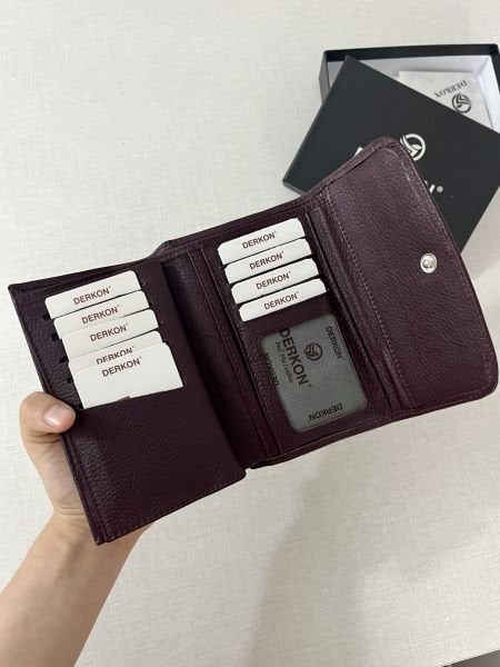 Derkon Medıo Model Bordo Kadın Cüzdanı