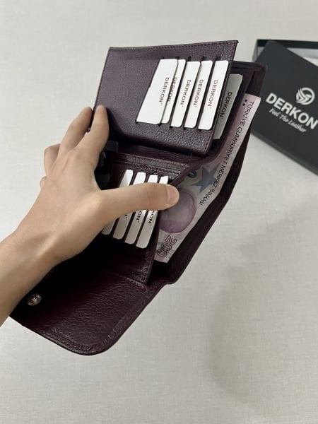 Derkon Medıo Model Bordo Kadın Cüzdanı
