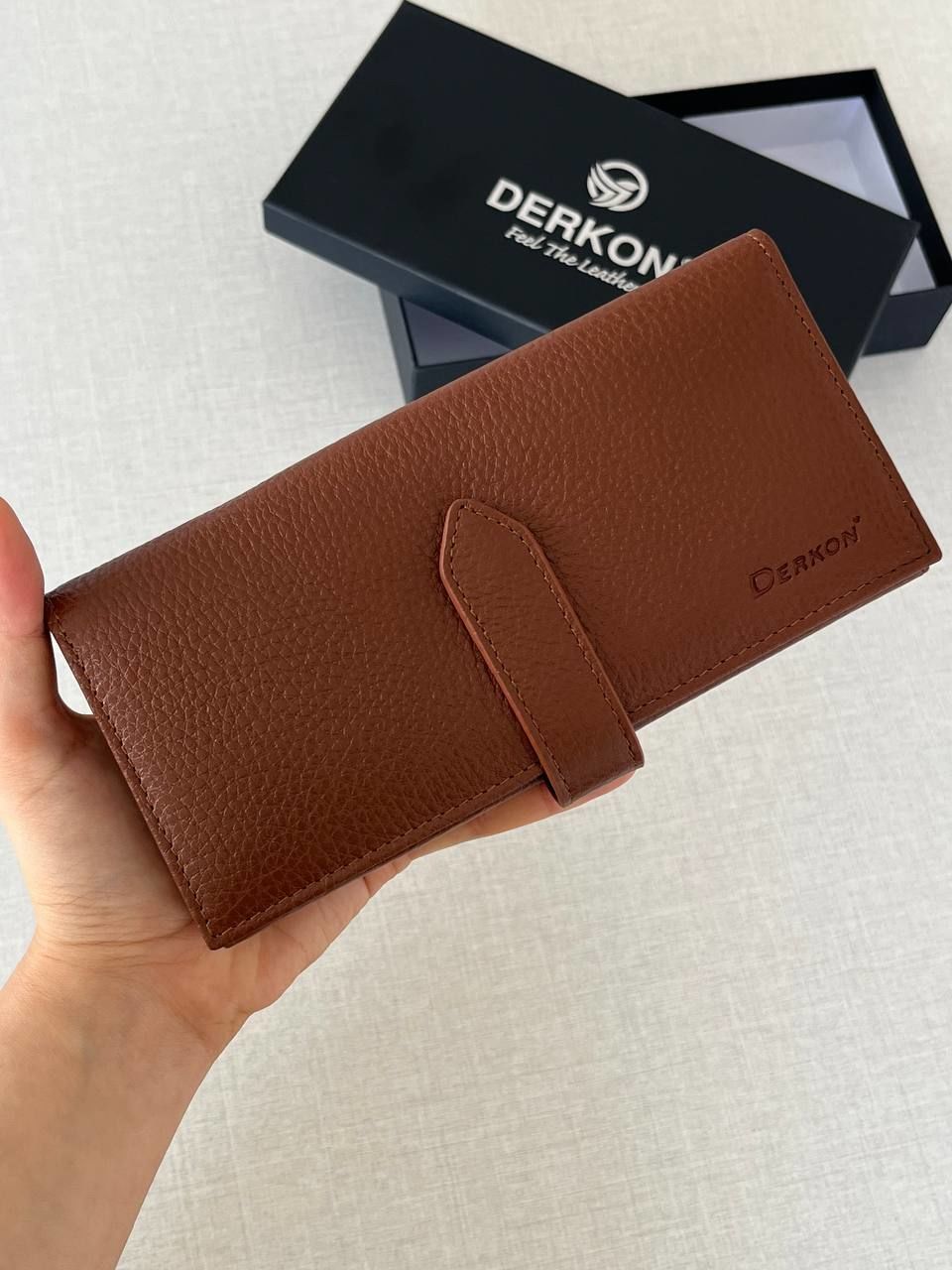 Derkon Dıştan Patlı Kibar Hakiki Deri Taba Kadın Cüzdanı