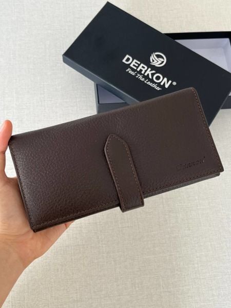 Derkon Dıştan Patlı Kibar Hakiki Deri Kahverengi Kadın Cüzdanı