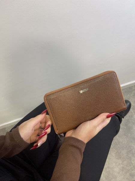 Derkon HAKİKİ DERİ UNISEX TELEFON ve KALEM BÖLMELİ Taba CÜZDANI