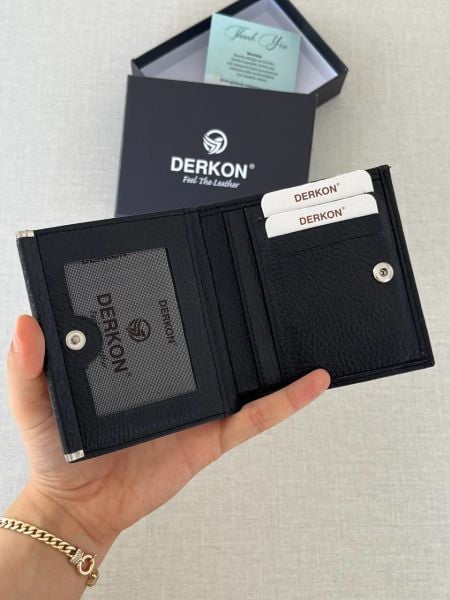 Derkon Juno Hakiki Deri Mini Siyah Cüzdan