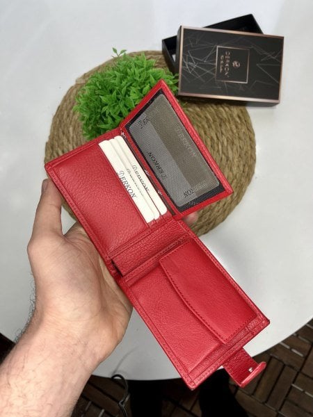 Derkon DIŞTAN PATLI BOZUK PARA BÖLMELİ Kırmızı CÜZDAN