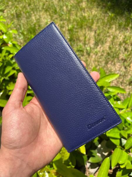 Mıknatıslı Telefon Bölmeli Hakiki Deri Cüzdan Lacivert