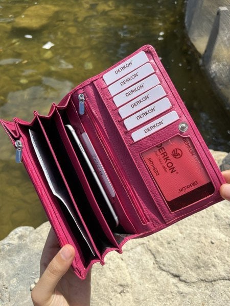Derkon Bol Gözlü Pembe Kadın Cüzdanı