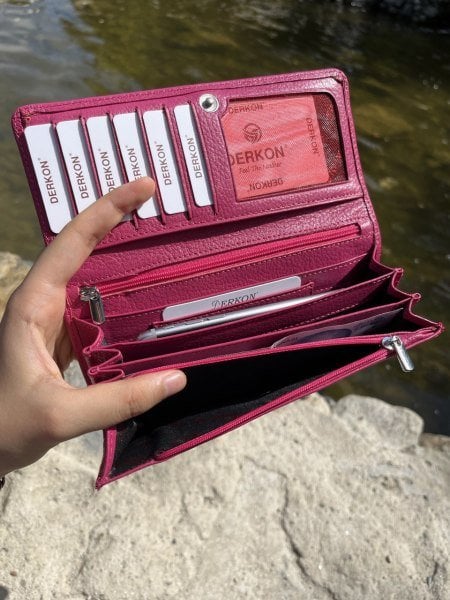 Derkon Bol Gözlü Pembe Kadın Cüzdanı