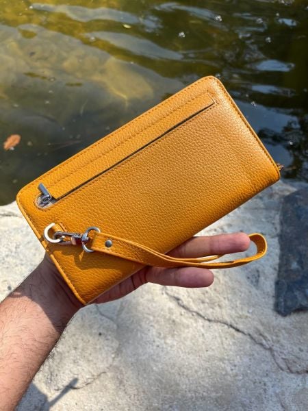 Derkon Oslo Telefon Bölmeli Elden Tutmalı Sarı Cüzdan