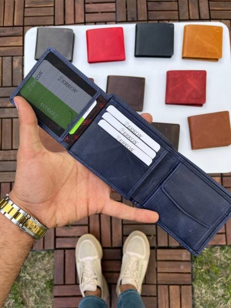 Derkon OLA VİNTAGE DERİ Lacivert CÜZDAN