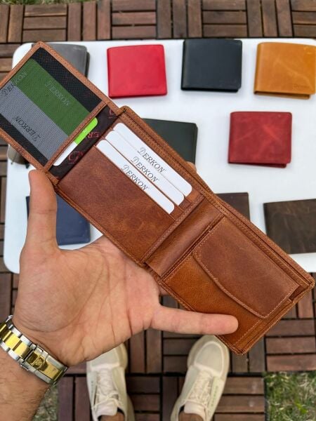 Derkon OLA VİNTAGE DERİ Taba CÜZDAN