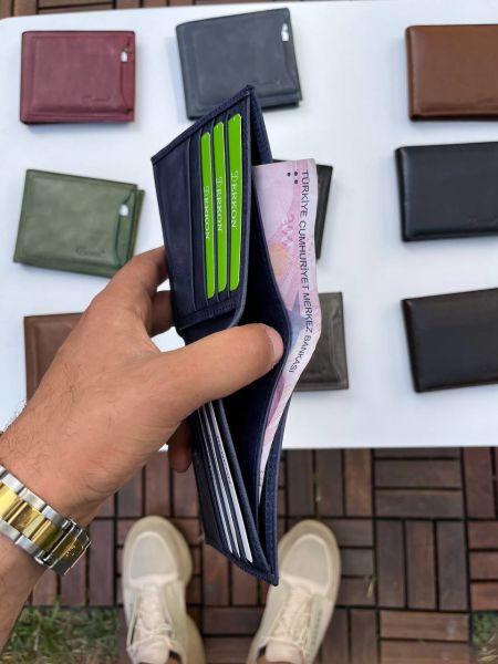 Derkon NOYİ VİNTAGE DERİ İÇTEN ÇIKMALI Lacivert CÜZDAN
