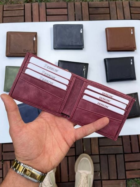 Derkon NOYİ VİNTAGE DERİ İÇTEN ÇIKMALI Bordo CÜZDAN