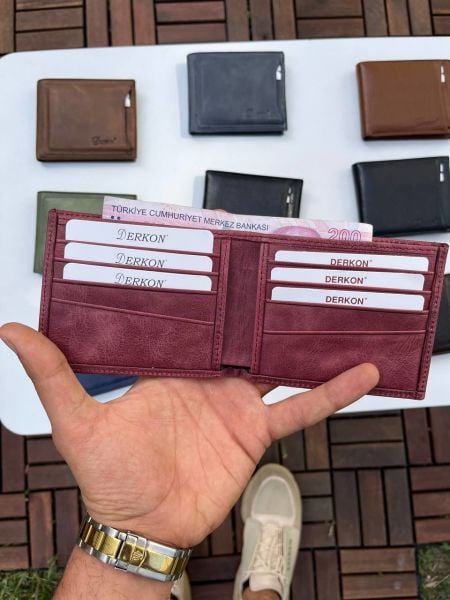 Derkon NOYİ VİNTAGE DERİ İÇTEN ÇIKMALI Bordo CÜZDAN