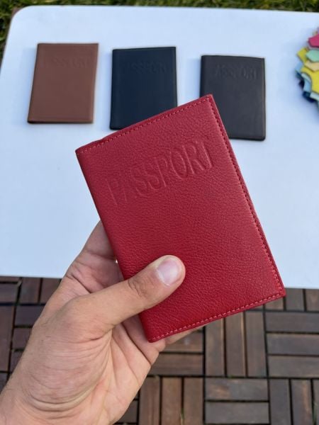 Derkon HAKİKİ DERİ KIRMIZI PASAPORTLUK