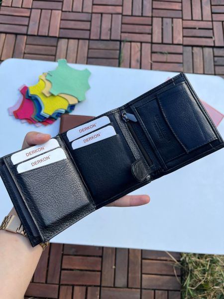 Derkon Monaco Hakiki Deri Erkek Cüzdanı Siyah