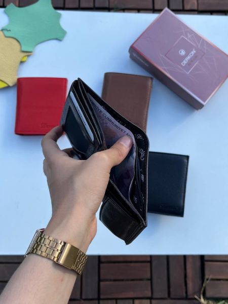Derkon Monaco Hakiki Deri Erkek Cüzdanı kahverengi