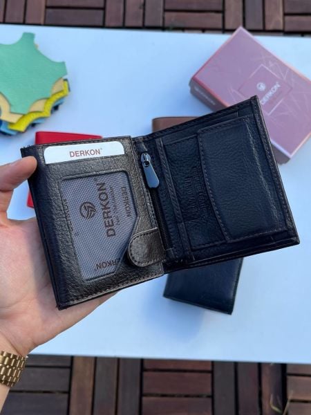 Derkon Monaco Hakiki Deri Erkek Cüzdanı kahverengi