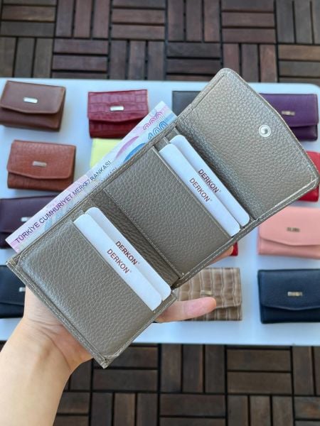 DERKON UFAK KULLANIŞLI CASSY MODEL %100 HAKİKİ  DERİ VİZON CÜZDAN