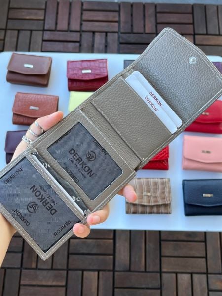 DERKON UFAK KULLANIŞLI CASSY MODEL %100 HAKİKİ  DERİ VİZON CÜZDAN
