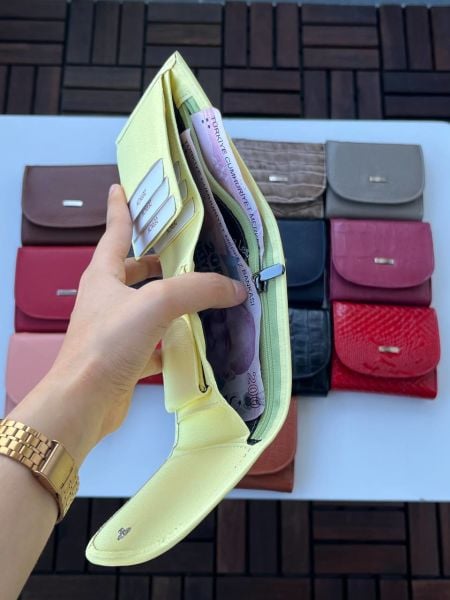 Derkon Luisy Model Hakiki Deri Fermuar Detaylı Kadın Cüzdanı Limon Sarısı