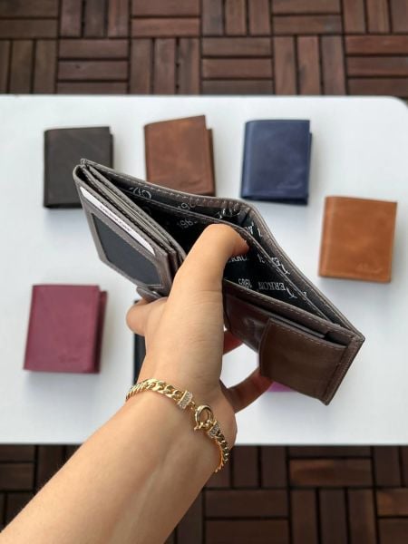 Derkon Monaco Hakiki Crazy Deri Cüzdanı Gri