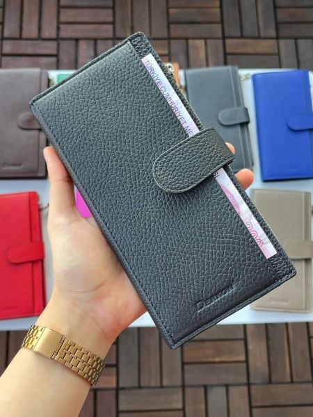 Derkon Telefon Bölmeli Noby Model Hakiki Deri  Siyah Cüzdan