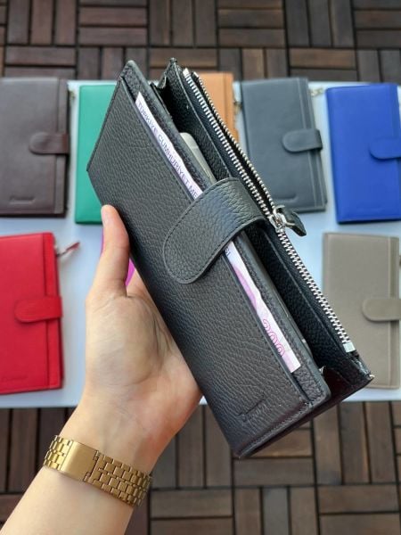 Derkon Telefon Bölmeli Noby Model Hakiki Deri  Siyah Cüzdan