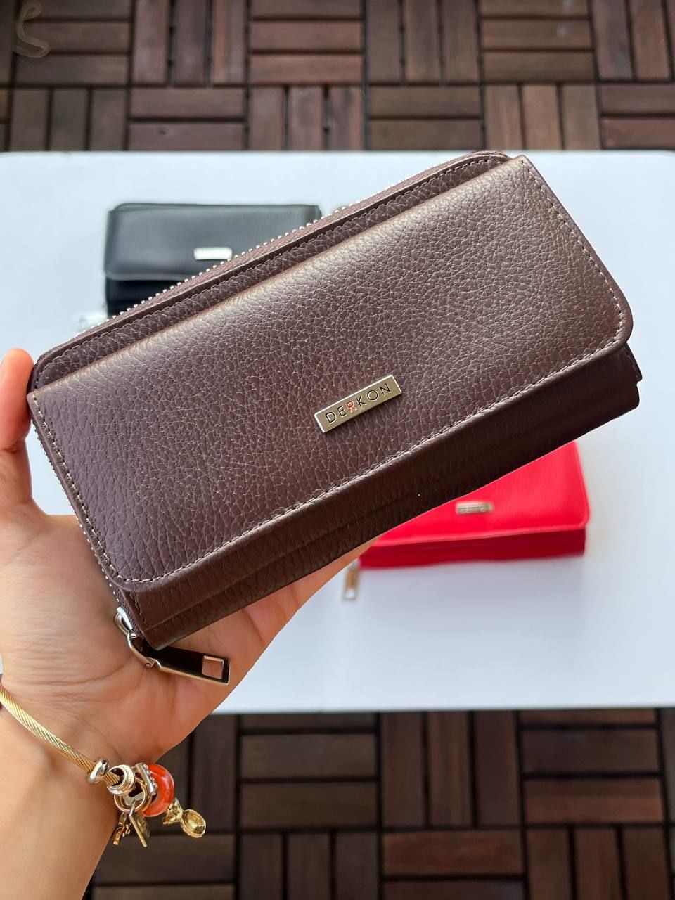 Derkon Jolly Model %100 Hakiki Deri Kullanışlı Kadın Cüzdanı  Kahverengi