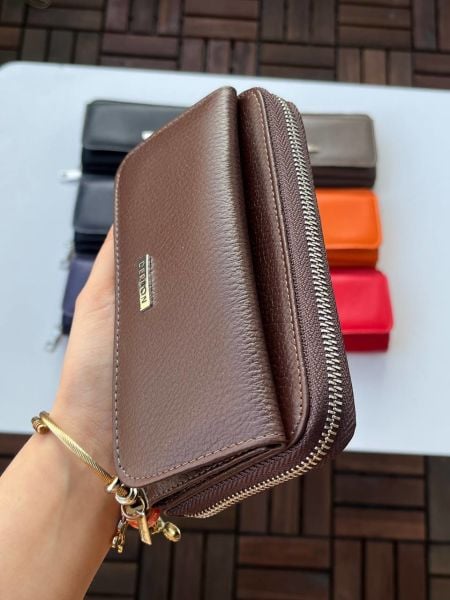 Derkon Jolly Model %100 Hakiki Deri Kullanışlı Kadın Cüzdanı  Kahverengi