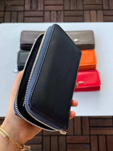 Derkon Jolly Model %100 Hakiki Deri Kullanışlı Kadın Cüzdanı Lacivert