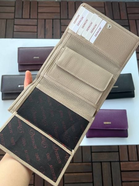 Derkon Oscar Orta Boy Hakiki Deri Vizon Kadın Cüzdanı
