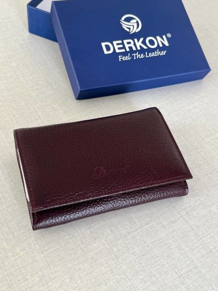 Derkon Mendy Model Kullanışlı Hakiki Deri Orta Boy Kadın Cüzdanı Bordo