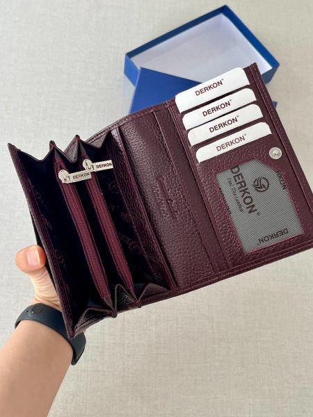 Derkon Mendy Model Kullanışlı Hakiki Deri Orta Boy Kadın Cüzdanı Bordo