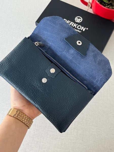 Derkon Natural Model Telefon Bölmeli Hakiki Deri Cüzdan
