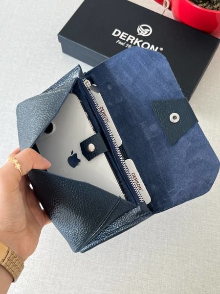Derkon Natural Model Telefon Bölmeli Hakiki Deri Cüzdan