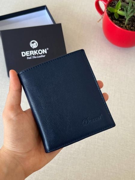 Derkon Rfid Korumalı Hakiki Deri  İçten Çıkmalı Erkek Cüzdanı Lacivert
