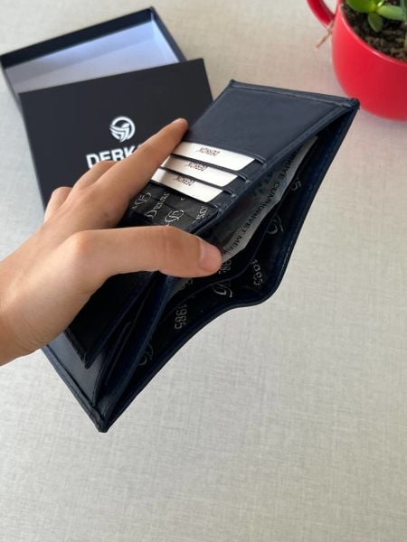 Derkon Rfid Korumalı Hakiki Deri  İçten Çıkmalı Erkek Cüzdanı Lacivert