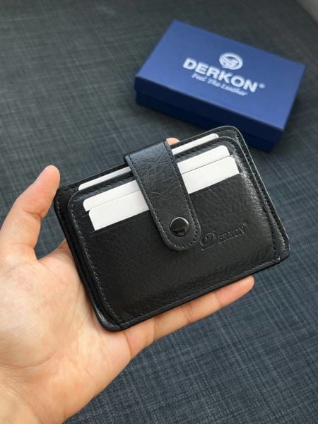 Derkon Unisex Siyah Hakiki Deri Kartlık Cüzdan