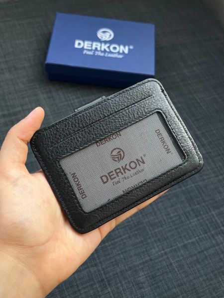 Derkon Unisex Siyah Hakiki Deri Kartlık Cüzdan