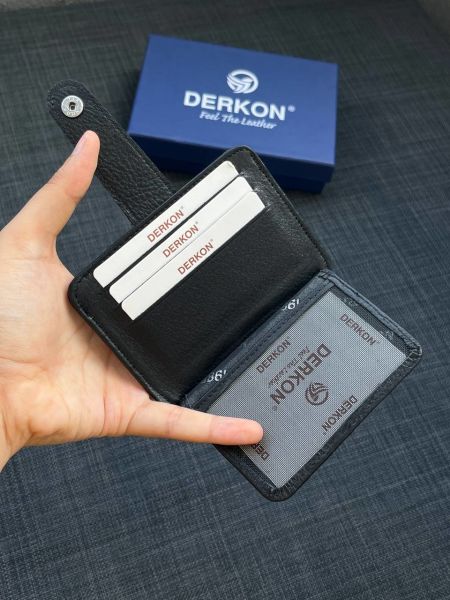 Derkon Unisex Siyah Hakiki Deri Kartlık Cüzdan