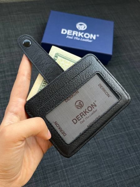 Derkon Unisex Siyah Hakiki Deri Kartlık Cüzdan