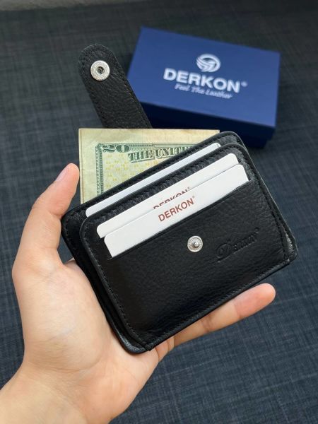 Derkon Unisex Siyah Hakiki Deri Kartlık Cüzdan