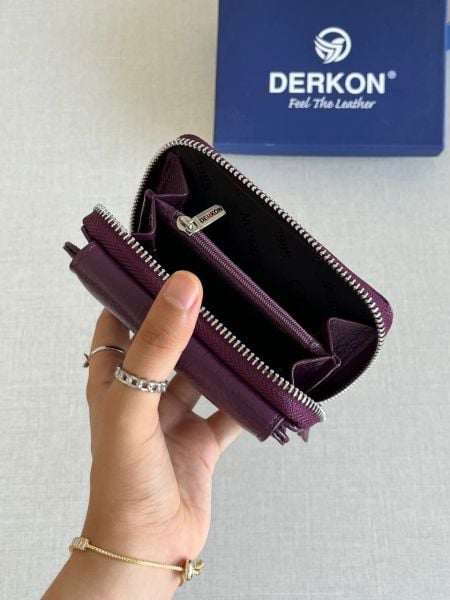 Derkon Nova Hakiki Deri Kadın Cüzdanı Mor