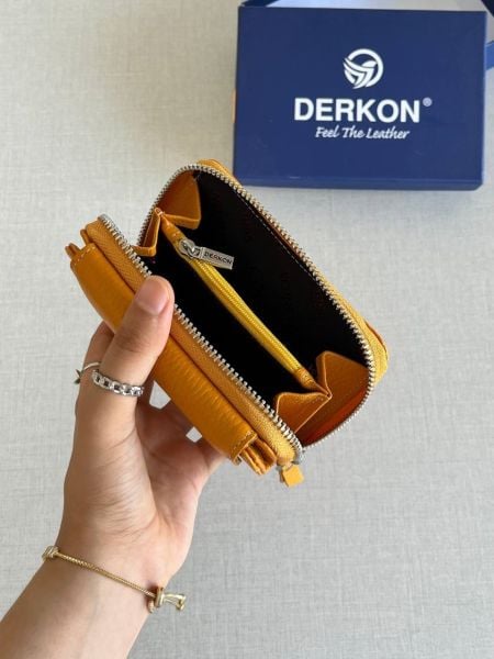 Derkon Nova Hakiki Deri Kadın Cüzdanı Sarı