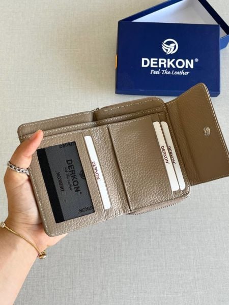 Derkon Nova Hakiki Deri  Kadın Cüzdanı Vizon