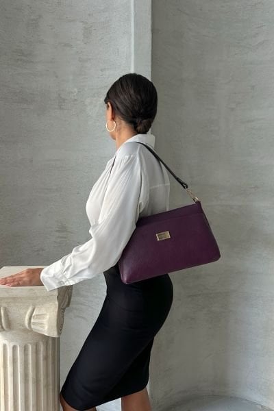 Derkon Hakiki Deri Hem Kol Hem Çapraz Çantası Oxnova Model Mor  Renk