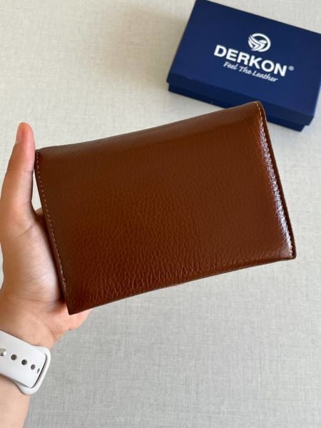 Derkon Violeta Model  Orta Boy Hakiki Deri Taba Kadın Cüzdanı