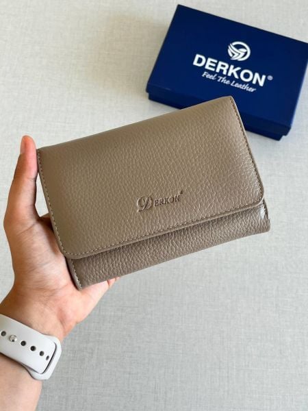 Derkon Violeta Model  Orta Boy Hakiki Deri Vizon Kadın Cüzdanı