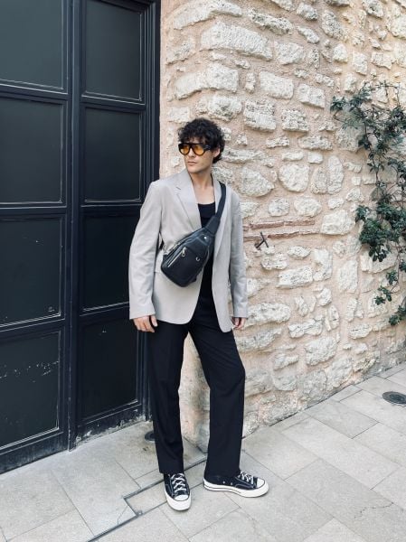 Hakiki Deri Posedo Model Bodybag Omuz ve Göğüs Çantası Siyah