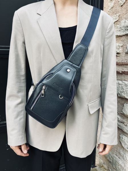 Hakiki Deri Posedo Model Bodybag Omuz ve Göğüs Çantası Lacivert